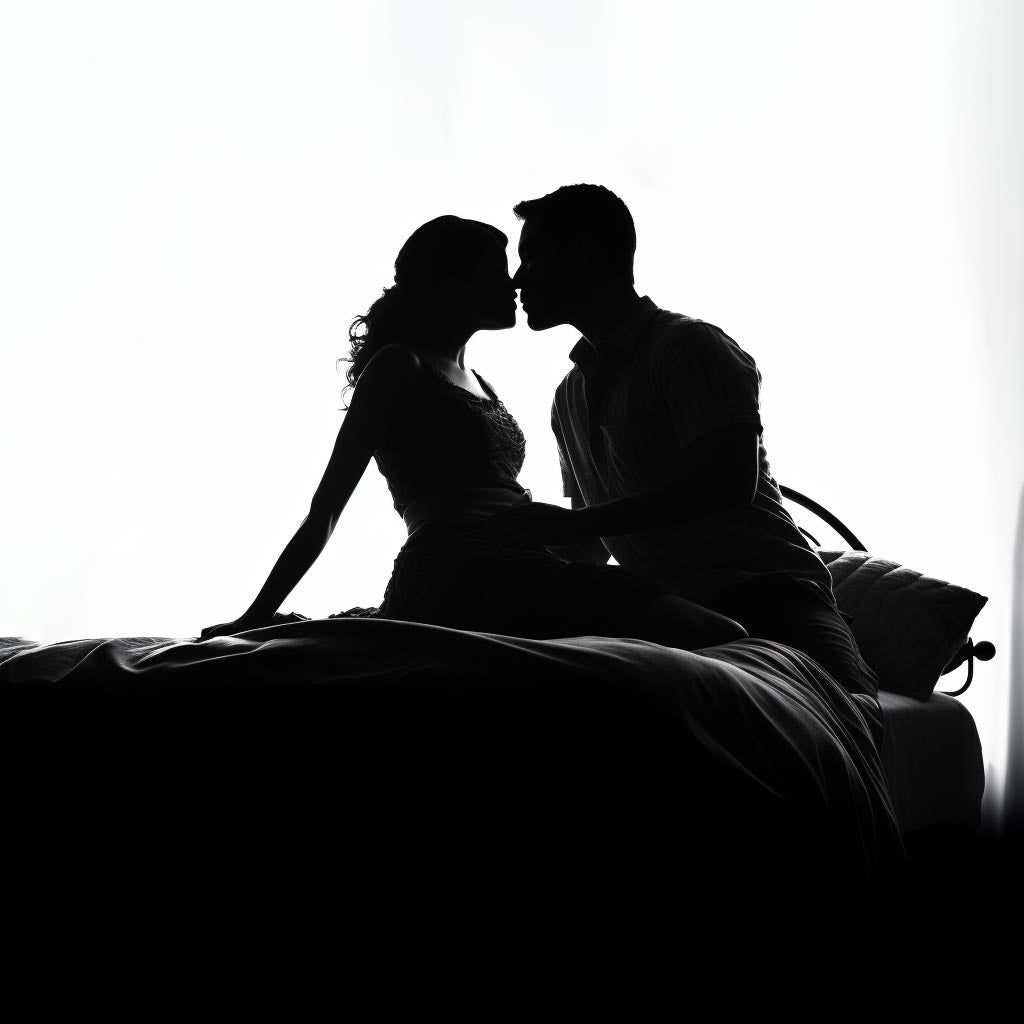 silhouette van een koppel in bed