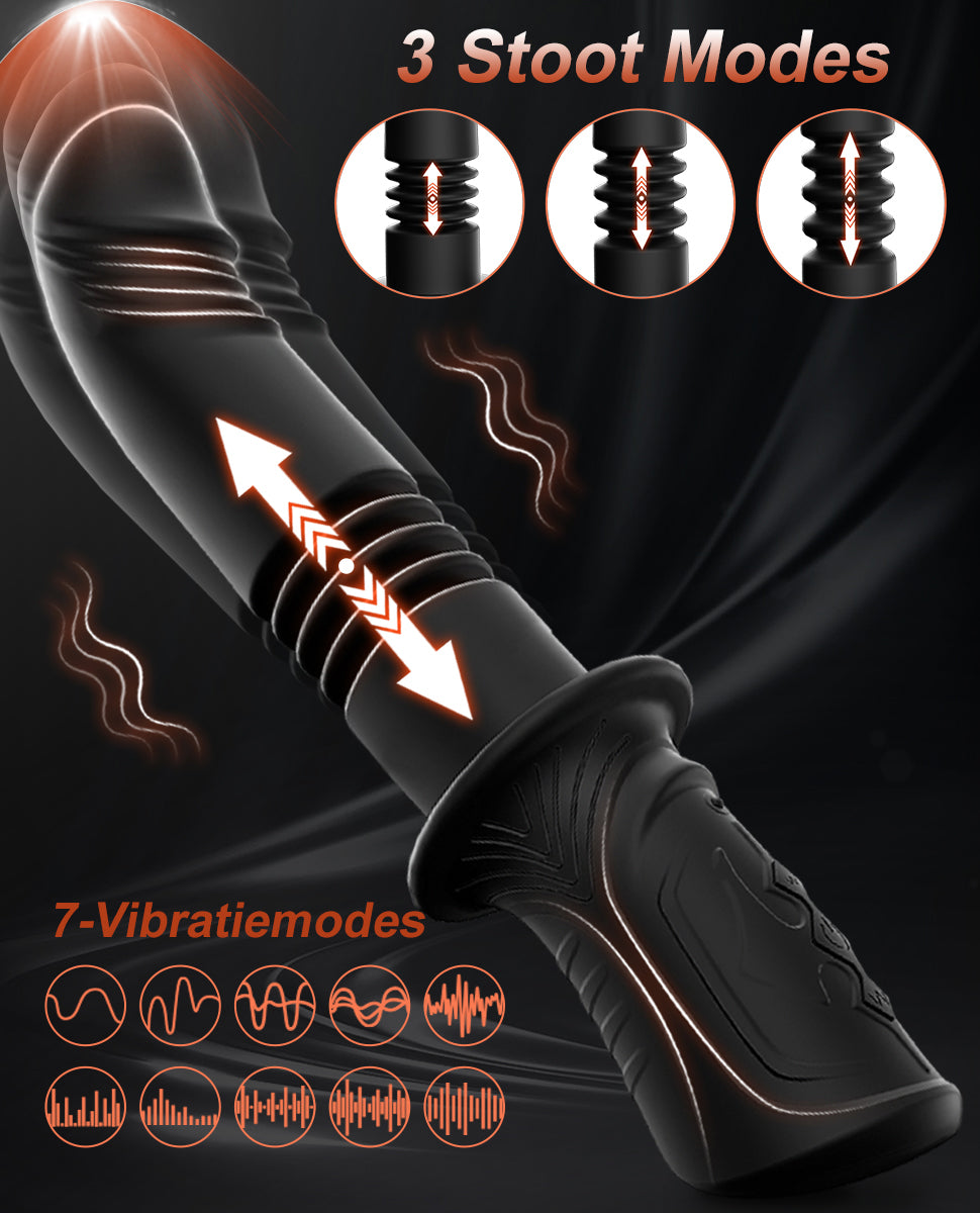 Samurai - Siliconen Vibrator met 10 Krachtige Vibraties & 3 Stootende Standen