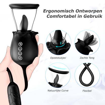 Zonnebloem - 3 in 1 Zuigende Likkende Stotende Vibrator