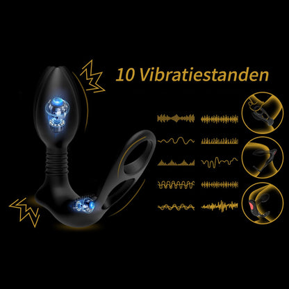 Prostaat vibrator met dubbele cockring, perineumstimulatie en afstandsbediening