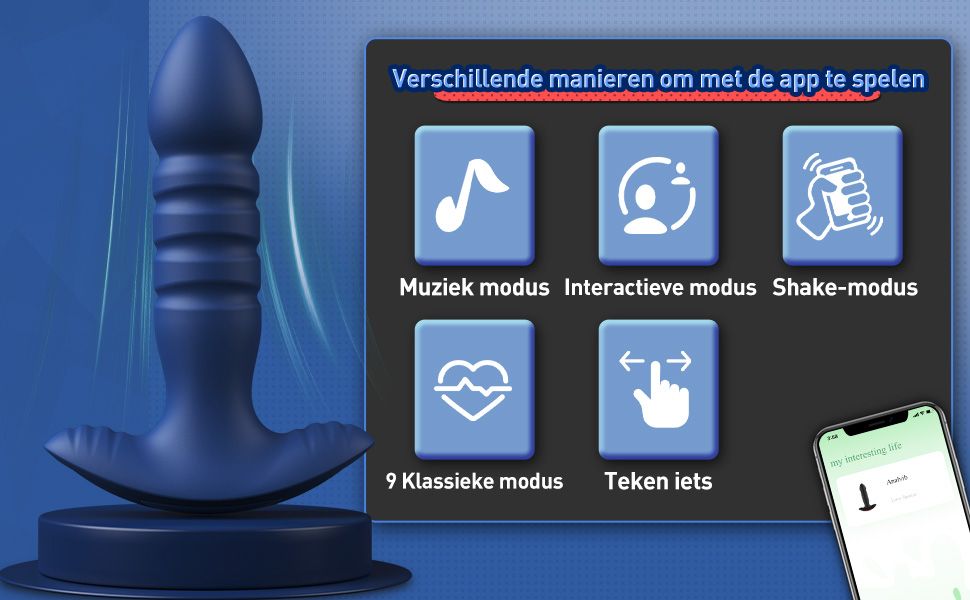 stotende anale dildo vibrator met app bediening