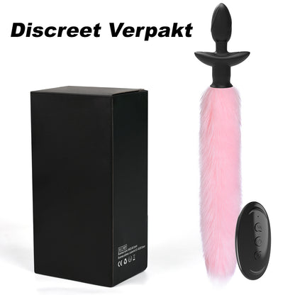 Ahri - Anale Vibratie Buttplug met Roze Zwaaiende Vossenstaart