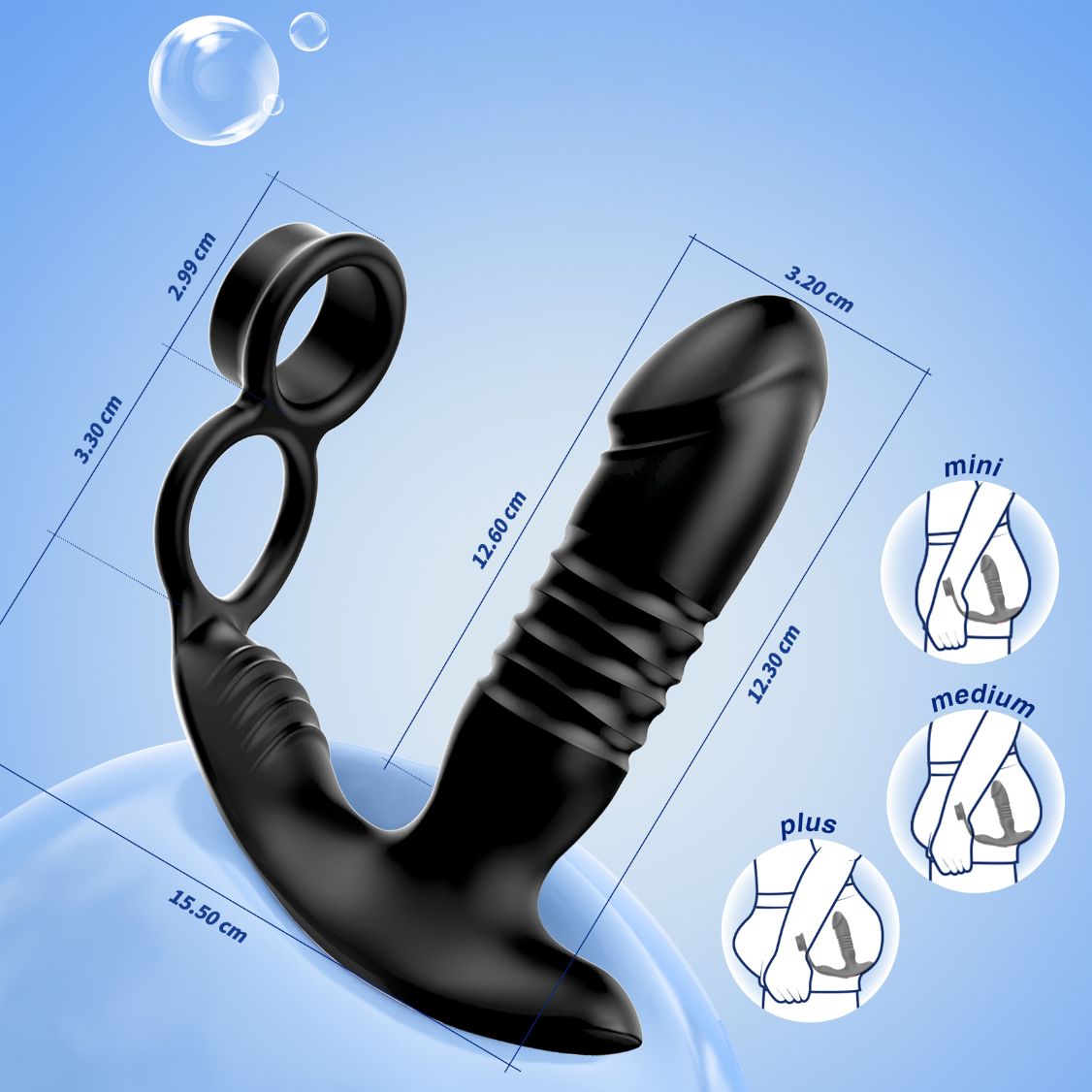 Stotende prostaat vibrator met dubbele cockring en app besturing