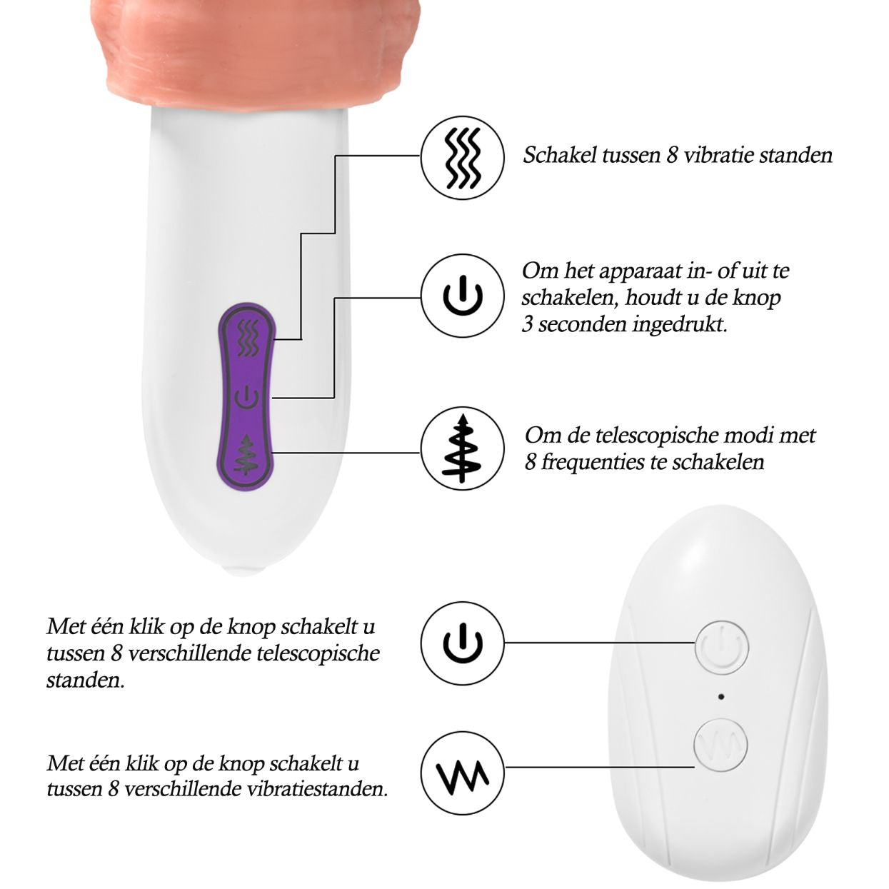 Stotende vibrerende dildo met afstandsbediening en zuignap